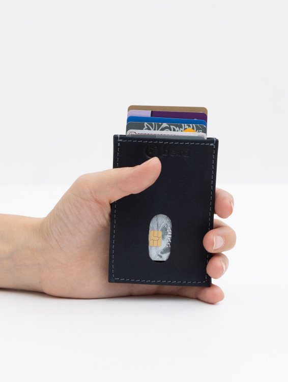 Кожаный кардхолдер темно-серый