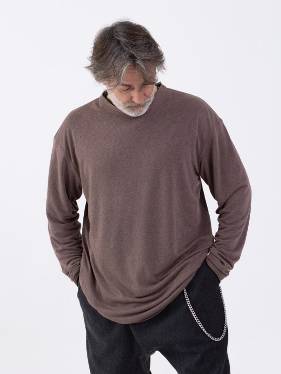 Коричнево-черный двухслойный лонгслив