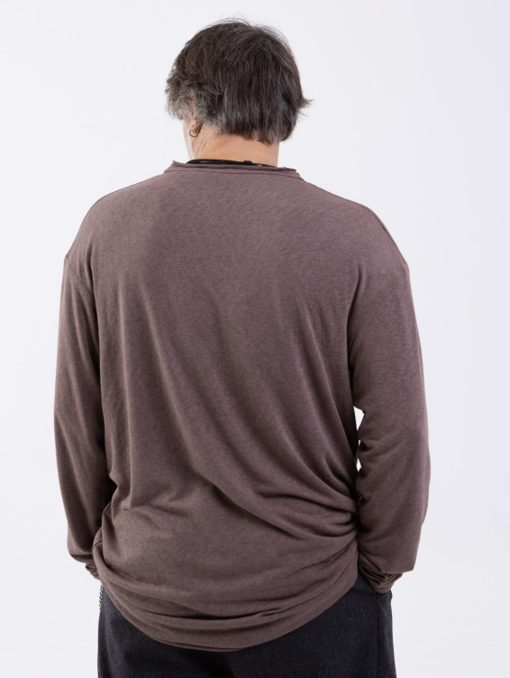 Коричнево-черный двухслойный лонгслив