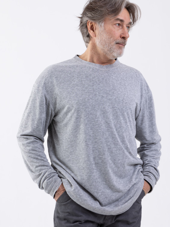 Серо-черный двухслойный лонгслив