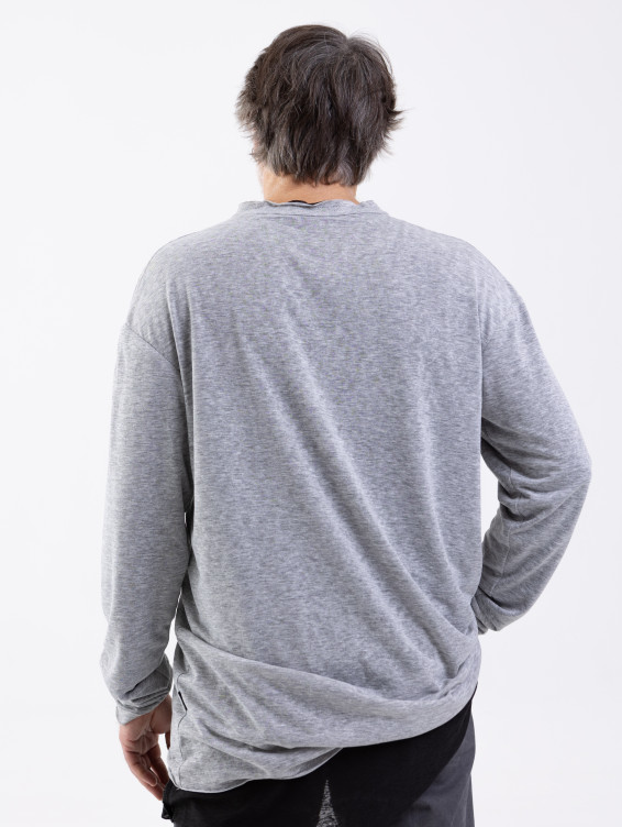 Серо-черный двухслойный лонгслив