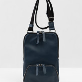 Кожаная прямоугольная микро-сумка синяя - изображение 3