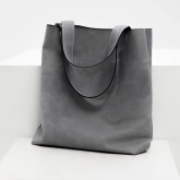 Кожаная сумка-тоут серая с винтажным эффектом