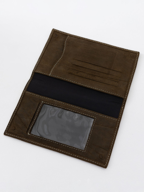 Кожаное портмоне водителя зеленое