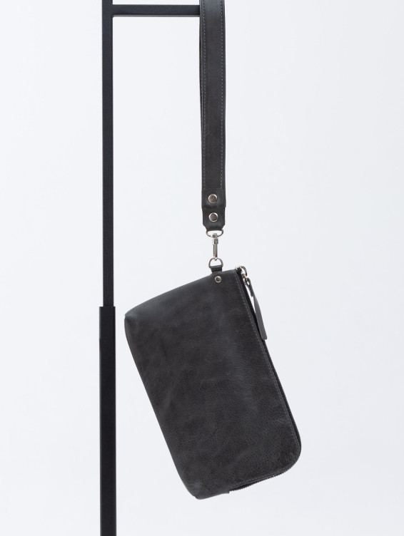 Кожаный клатч темно-серый