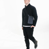 Кожаная прямоугольная микро-сумка синяя