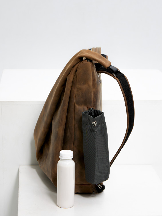 Рюкзак кожаный коричневый с винтажным эффектом