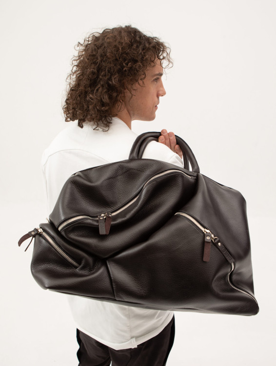 Кожаный саквояж коричневый