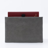 Кожаная обложка-карман для паспорта серая