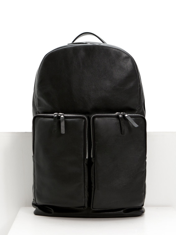 Большой кожаный рюкзак черный