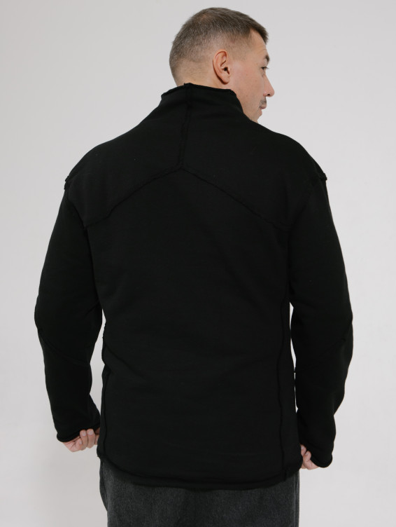 Хлопковый черный свитер-свитшот