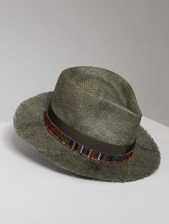 Соломенная шляпа Джек серо-зеленая