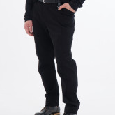 Брюки на болтах черные, вид сбоку спереди