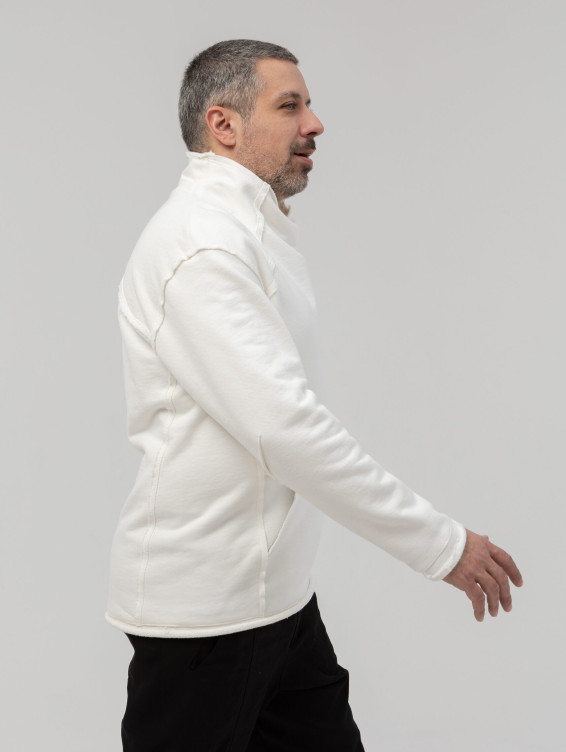 Хлопковый белый свитер-свитшот