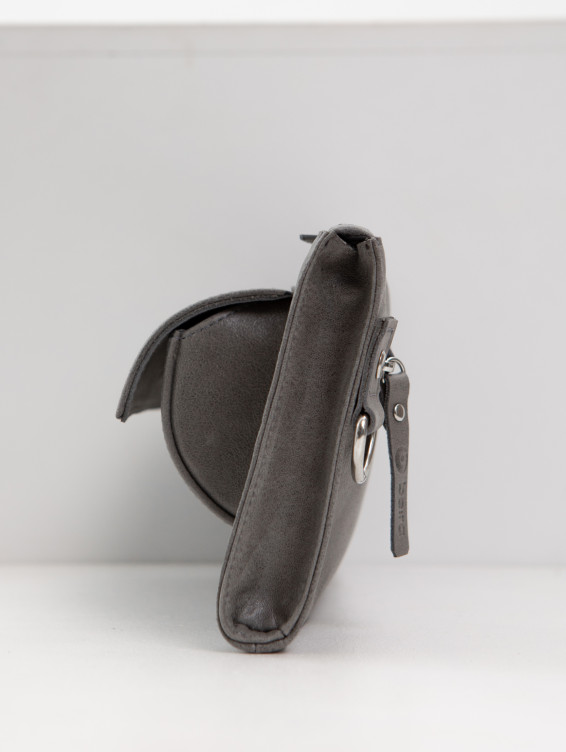 Кожаная сумка с очечником серая