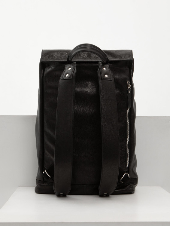 Рюкзак кожаный со скрытой застежкой черный