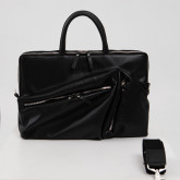 Кожаная сумка для ноутбука Rock черная, вид спереди