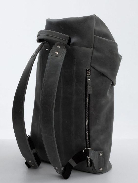 Роллтоп кожаный серый с винтажным эффектом