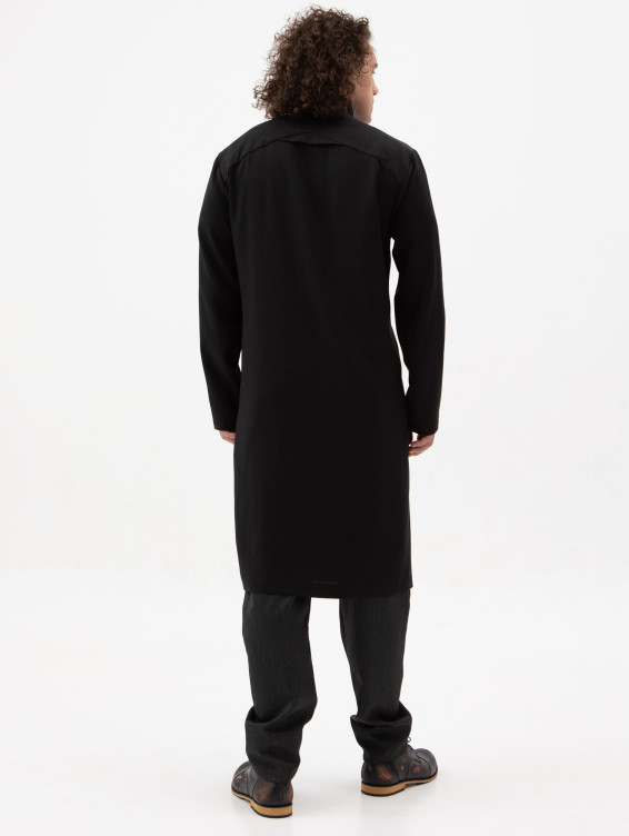 Длинная черная рубашка из вискозы