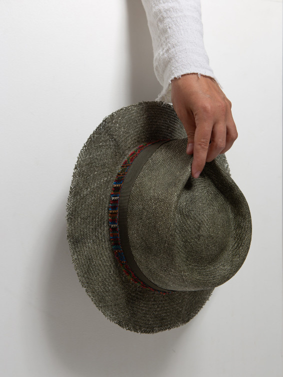 Соломенная шляпа Джек серо-зеленая