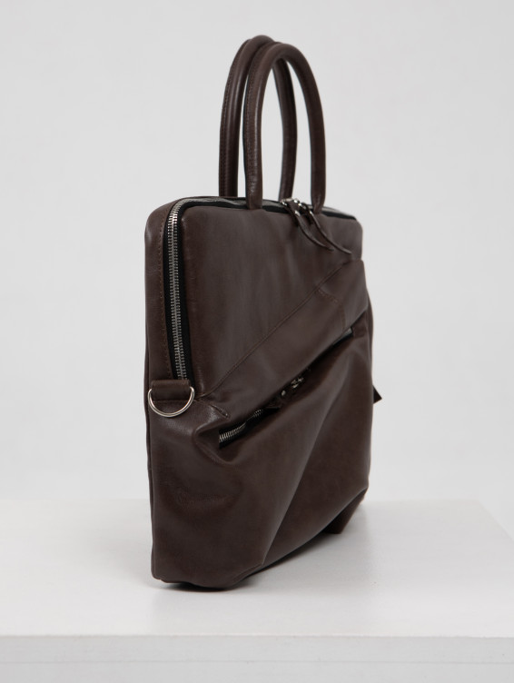 Кожаная сумка для ноутбука коричневая