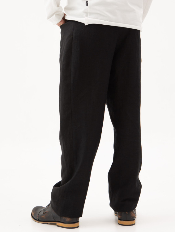 Брюки льняные свободные черные