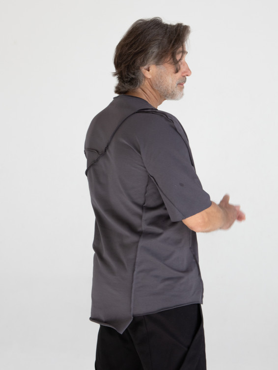 Асимметричная футболка темно-серая