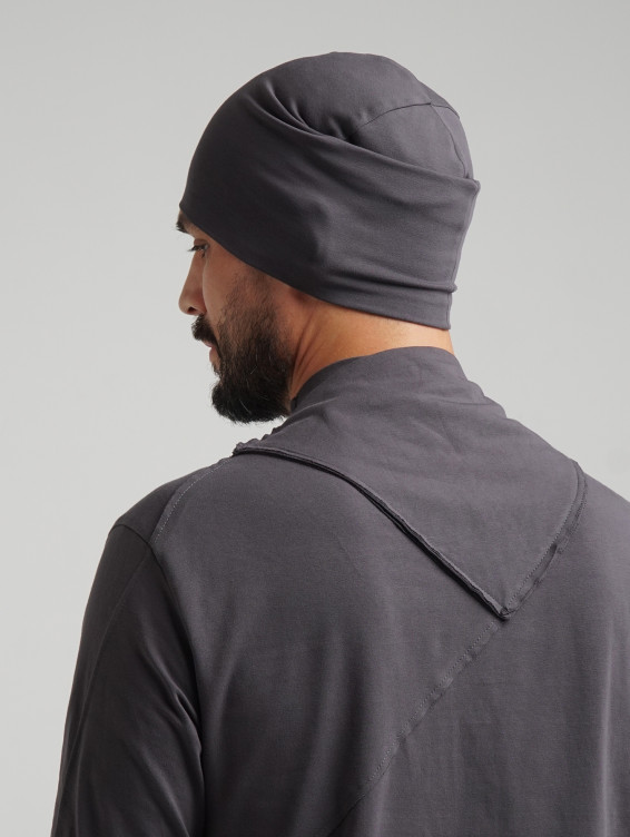 Шапка бини двухслойная темно-серая