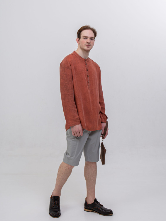 Рубашка бохо терракотовая