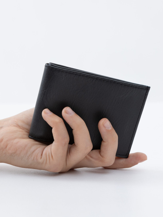 Тонкий кожаный кошелек темно-серый