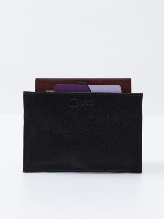 Кожаная обложка-карман для паспорта черная