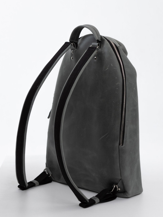 Рюкзак кожаный серый с винтажным эффектом