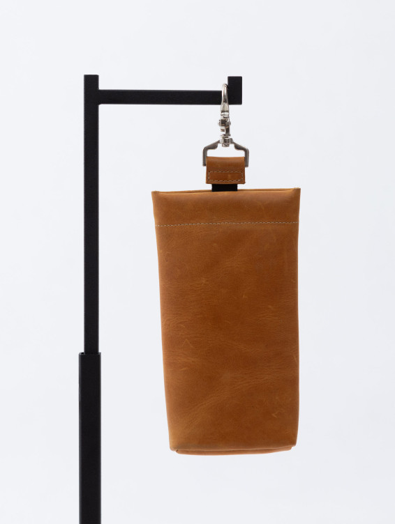 Подвесной кожаный очечник рыжий с винтажным эффектом