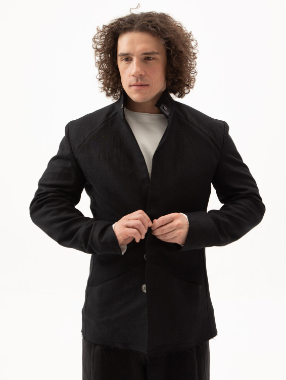 Жакет льняной черный