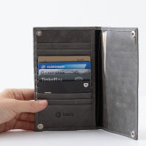 Кожаное портмоне на кнопке серое