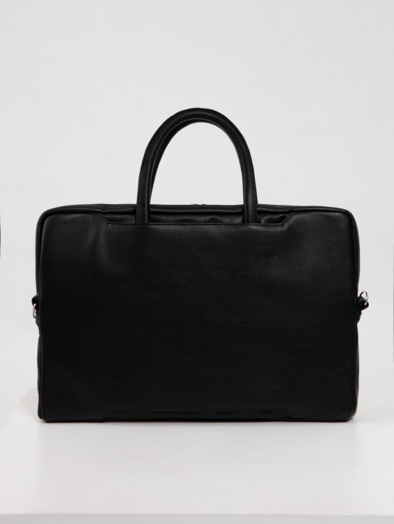 Кожаная сумка для ноутбука черная