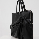 Кожаная сумка для ноутбука Rock черная, вид сбоку