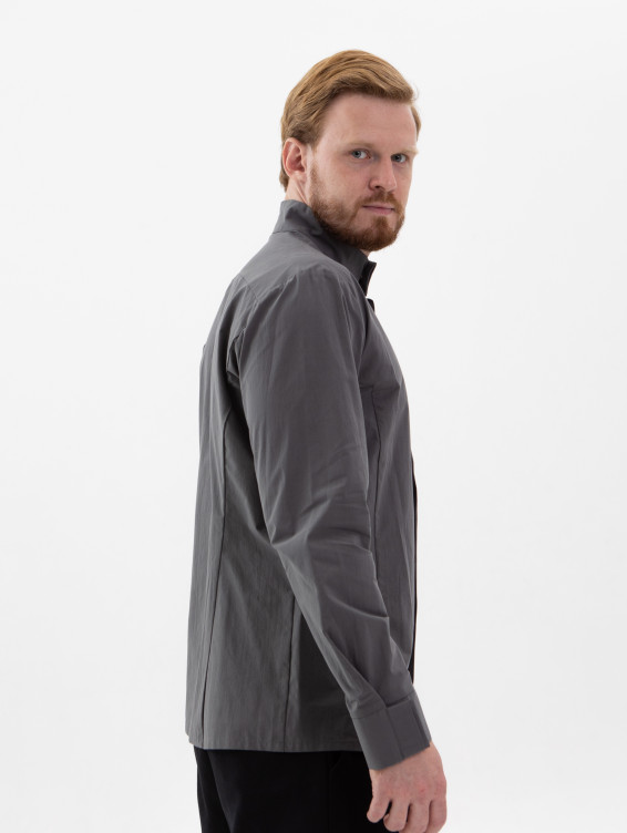 Хлопковая темная рубашка на кнопках