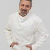 Хлопковый белый свитер-свитшот