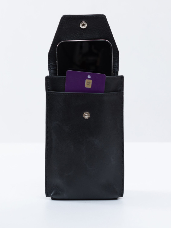 Кожаный подвесной чехол для телефона темно-серый