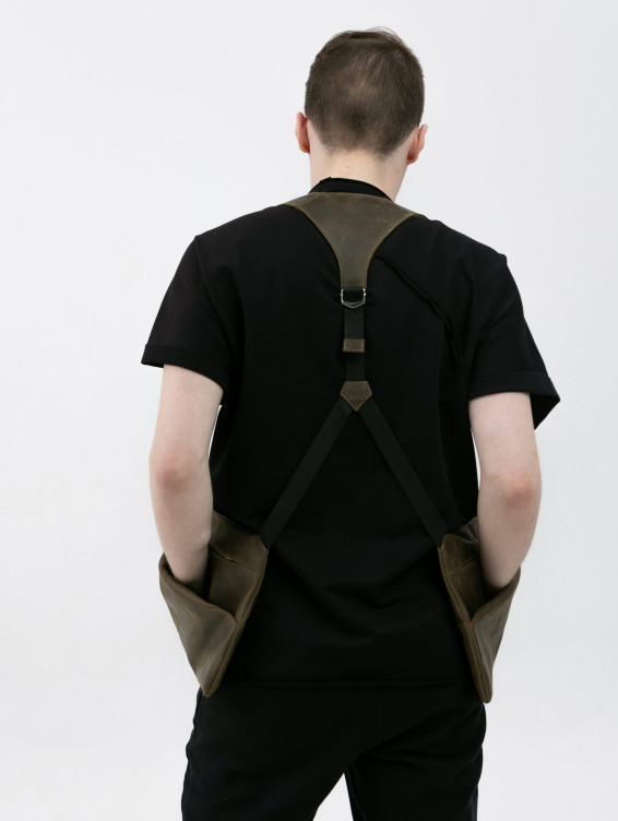 Кожаный жилет зеленый с винтажным эффектом