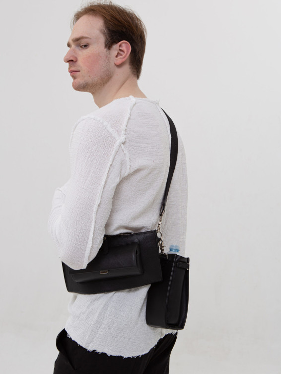 Подвесной кожаный карман для бутылки воды черный