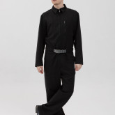 Легкий черный комбинезон на молнии