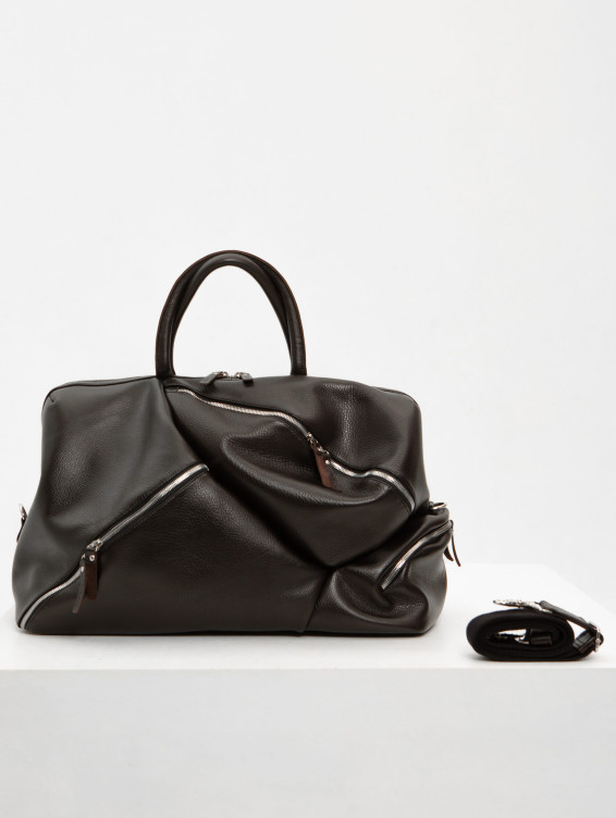 Кожаный саквояж коричневый