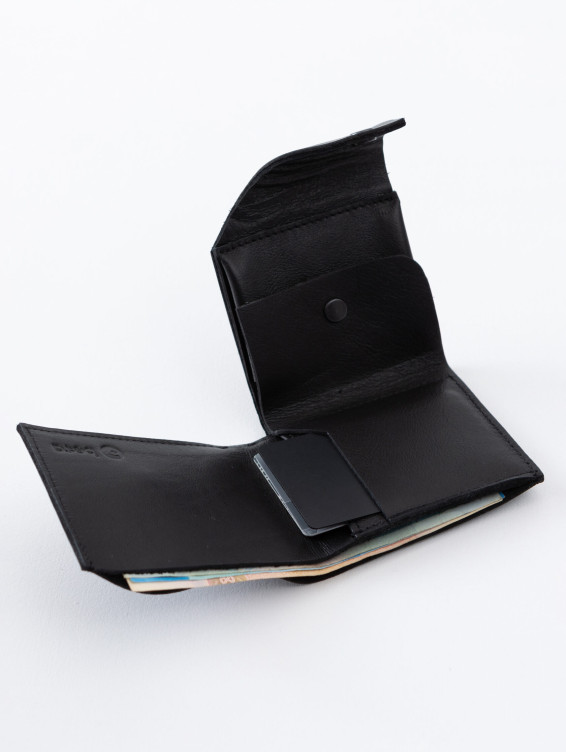 Кожаный складной кошелек черный