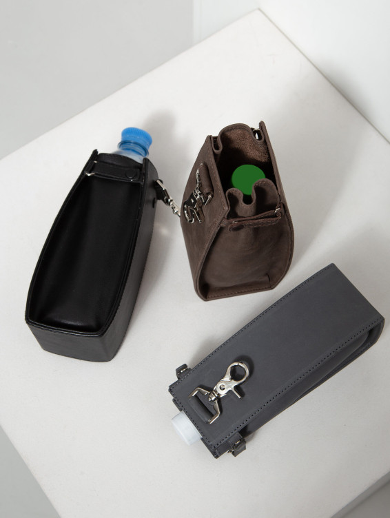 Подвесной кожаный карман для бутылки воды коричневый