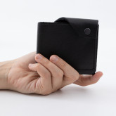 Кожаный складной кошелек черный