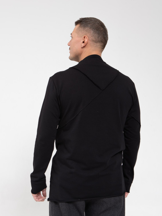 Асимметричная футболка с длинным рукавом черная