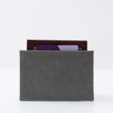 Кожаная обложка-карман для паспорта серая - изображение 3