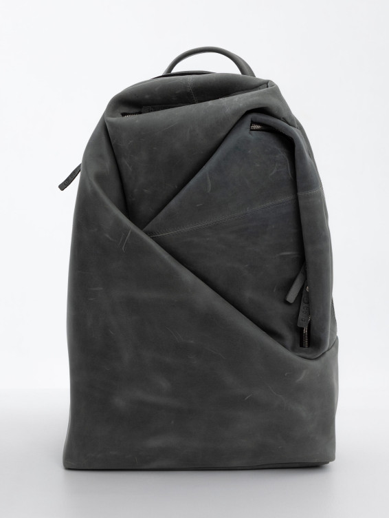 Рюкзак кожаный серый с винтажным эффектом